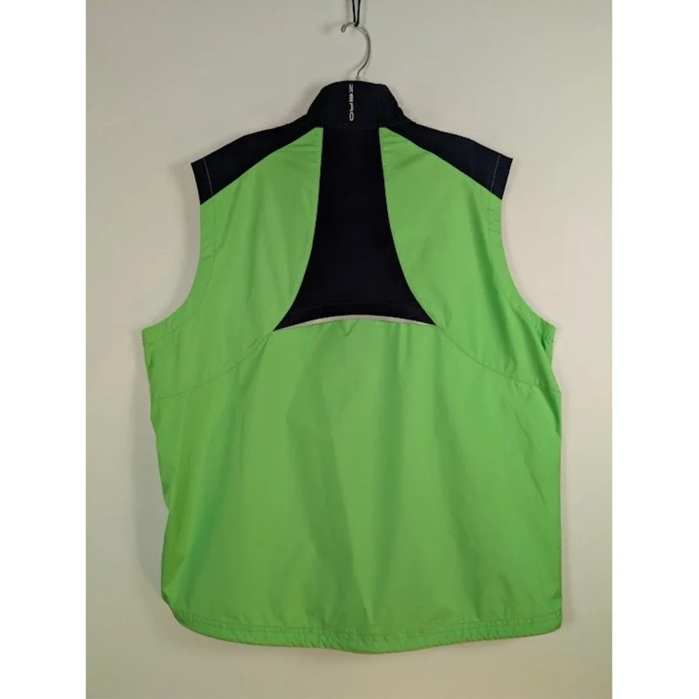 Zero Restriction Golf Vest Mens L Lime Green Navy Vented Wind Rain Resistant NWT